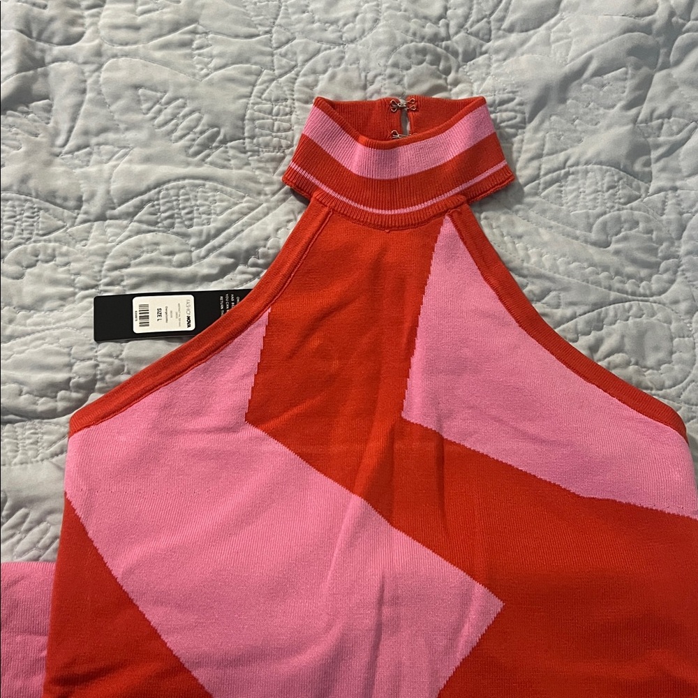 Abstract Halter Maxi Dress - Orange Pink - Picture 11 of 11